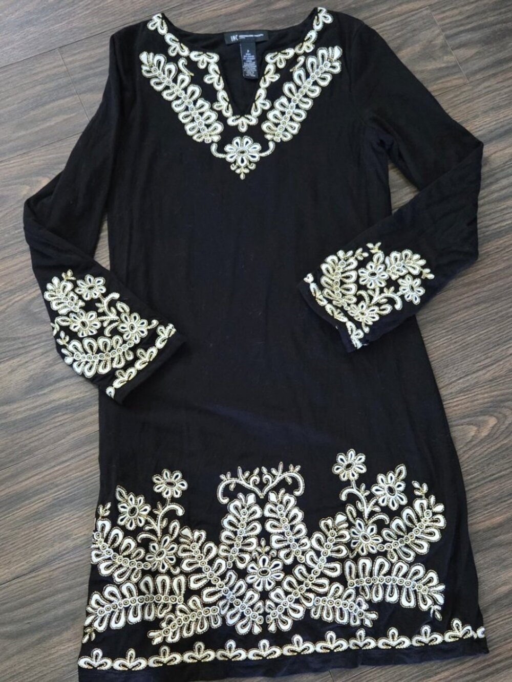 I.N.C. International Concepts Black Sheath Dress w/ Ornate Embroidery NWOT/6P